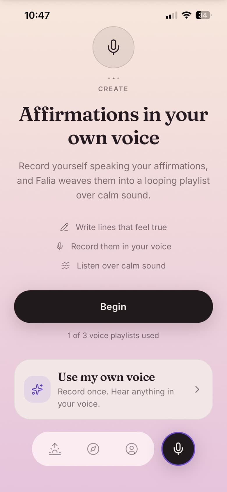 The record screen in the light theme.